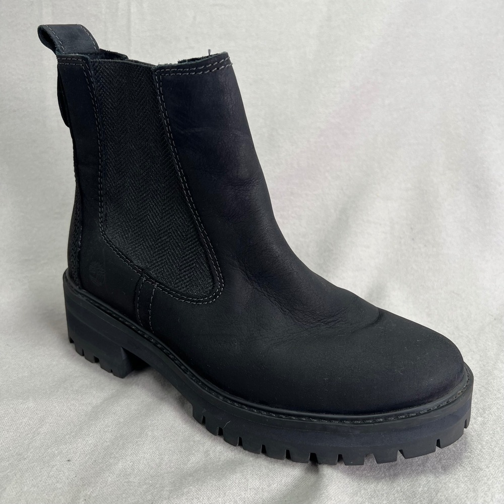 Timberland Courmayeur Valley Chelsea‎ Boot Black Leather Round Toe  Platform 6.5
